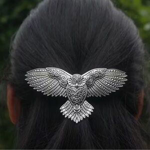 Silver Owl Wing Hair Clip - Women Accessories